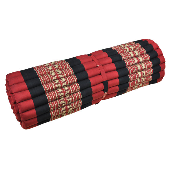 Thai Mat Yoga Mat to Roll Red-Black Elephants 200x106cm