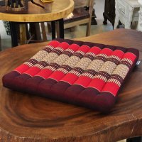 Thai Seat Cushion Meditation Flowers Red 50x50cm