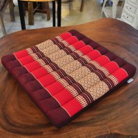 Thai Seat Cushion Meditation Flowers Red 50x50cm