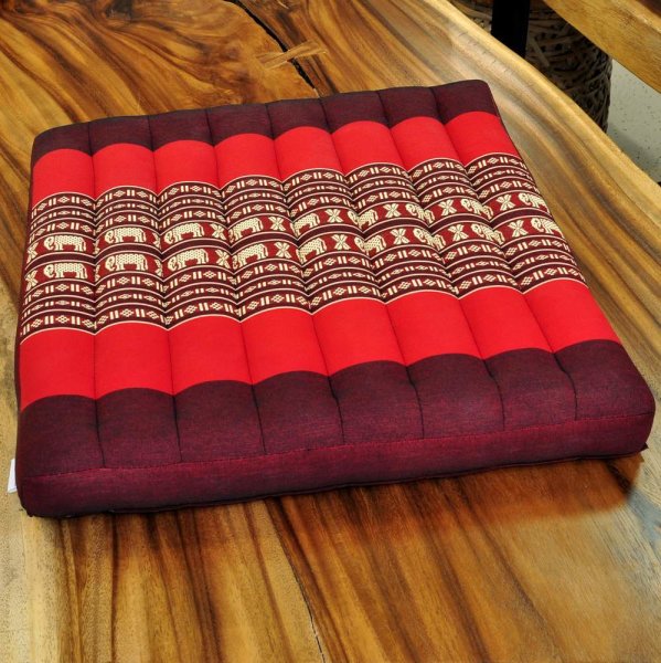 Thai Seat Cushion Meditation Elephants Red 50x50cm