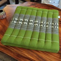 Thai Seat Cushion Meditation Elephants Green 50x50cm