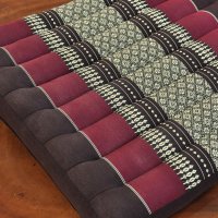 Thai Seat Cushion Meditation Flowers Wine Red 50x50cm