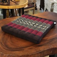 Thai Seat Cushion Meditation Elephants Wine Red 50x50cm