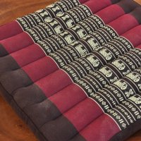 Thai Seat Cushion Meditation Elephants Wine Red 50x50cm