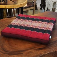 Thai Seat Cushion Meditation Flowers Red-Black 50x50cm