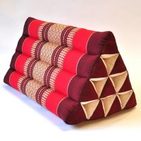 Thai Triangle Cushion Flowers Red 50x35x30cm