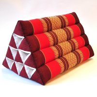 Thai Triangle Cushion Flowers Red 50x35x30cm