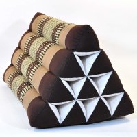 Thai Triangle Cushion Flowers Brown 50x35x30cm