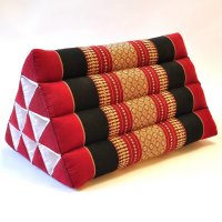 Thai Triangle Cushion Flowers Red-Black 50x35x30cm