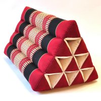 Thai Triangle Cushion Flowers Red-Black 50x35x30cm