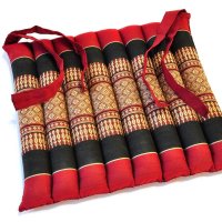 Cushion Thai Seat Cushion Flowers Red-Black 35x35cm with...