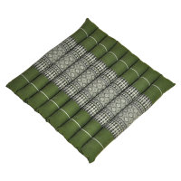 Cushion Thai Seat Cushion Flowers Green 35x35cm with Ribbon