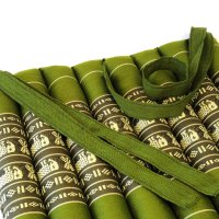 Kissen Thai Sitzkissen Blüten Grün 35x35cm mit Band Kapok Matte Stuhl Auflage 