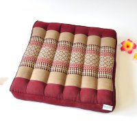 Thai Seat Cushion Meditation Flowers Wine Red 50x50cm