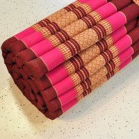 Thai Mat Yoga Mat Roll Red Pink Flowers 200x106cm