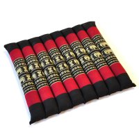 Thai Seat Cushion Mat Elephants Black-Red 35x35cm