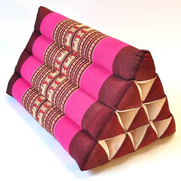 Thai Triangle Cushion Elephants Pink 50x35x30cm