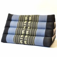 Thai Triangle Cushion Elephants Black Blue 50x35x30cm