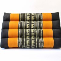 Thai Triangle Cushion Elephants Black Orange 50x35x30cm