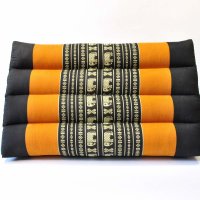 Kissen Thai Dreieckskissen Elefanten Schwarz Orange 50x35x30cm