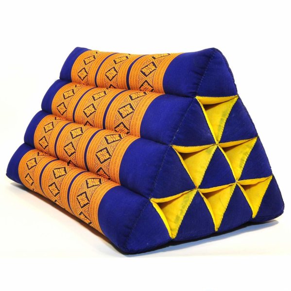 Thai Triangle Cushion Blossoms Dark Blue 50x35x30cm