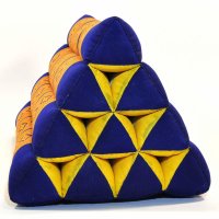Thai Triangle Cushion Blossoms Dark Blue 50x35x30cm