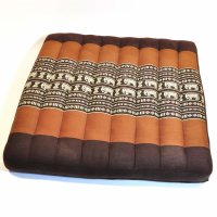 Thai Seat Cushion Meditation Elephants Dark Brown 50x50cm