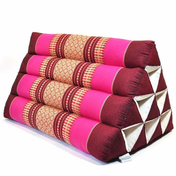 Thai Triangle Cushion Flowers Pink 50x35x30cm