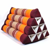 Thai Triangle Cushion Flowers Orange 50x35x30cm