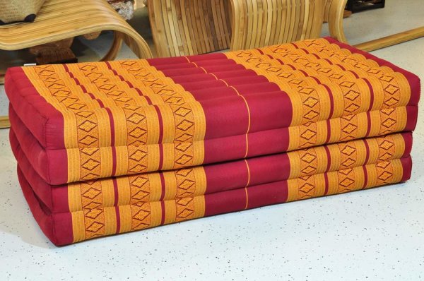 Thai Sofa Blossoms Mat Wine Red Orange 200x100cm - Four Ply