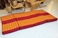 Matte Thai Sofa Blüten Weinrot Orange 200x100cm - vierlagig