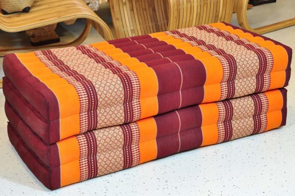 Mat Thai Sofa Flowers Orange 200x100cm - four-ply