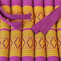 Kissen Thai Sitzkissen Bl&uuml;ten Violett Orange 35x35cm mit Band