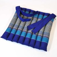 Kissen Thai Sitzkissen Blüten Blau 35x35cm mit Band