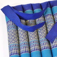 Kissen Thai Sitzkissen Blüten Blau 35x35cm mit Band
