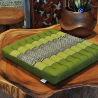 Thai Seat Cushion Meditation Flowers Light Green 50x50cm