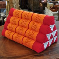 Kissen Thai Dreieckskissen Bl&uuml;ten Rot Orange 50x35x30cm