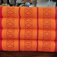 Thai Triangle Cushion Flowers Red Orange 50x35x30cm