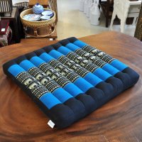 Thai Seat Cushion Meditation Elephants Black Aquamarine...