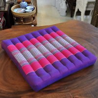 Thai Seat Cushion Meditation Flowers Purple Pink 50x50cm