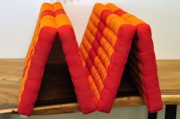 Matte Thai Sofa Blüten Rot Orange 200x100cm - vierlagig