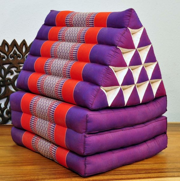 Thai Triangle Cushion Flowers Purple Red 3 Mats XL