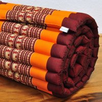 Thai Mat Yoga Mat to Roll Orange Elephants 200x106cm