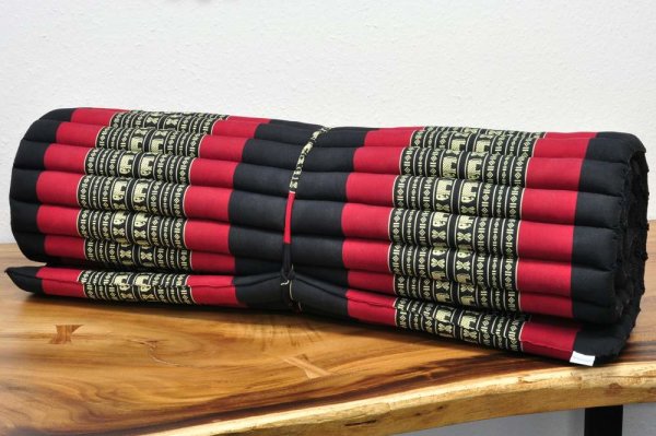 Thai Mat Yoga Mat to Roll Black-Red Elephants 200x106cm