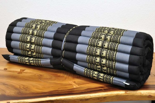 Thai Mat Yoga Mat to Roll Blue Elephants 200x106cm