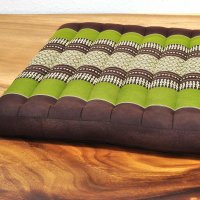 Cushion Thai Seat Cushion Meditation Flowers Brown Green 50x50cm